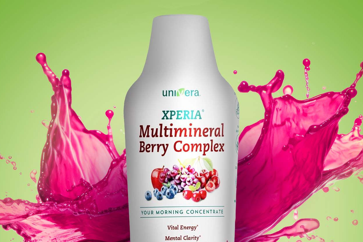 xperia supplement with pink liquid and green background