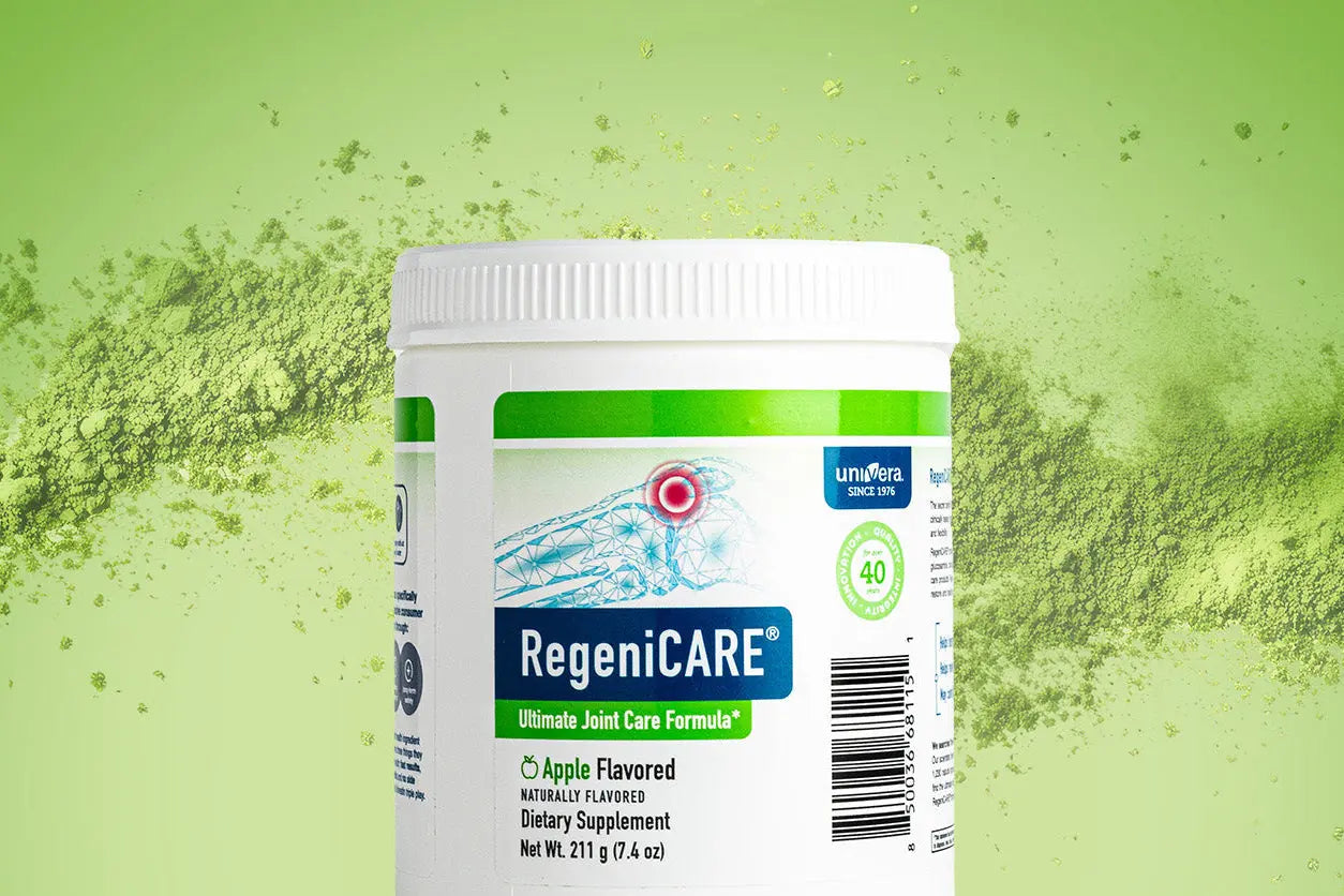 regenicare with green powder and green background