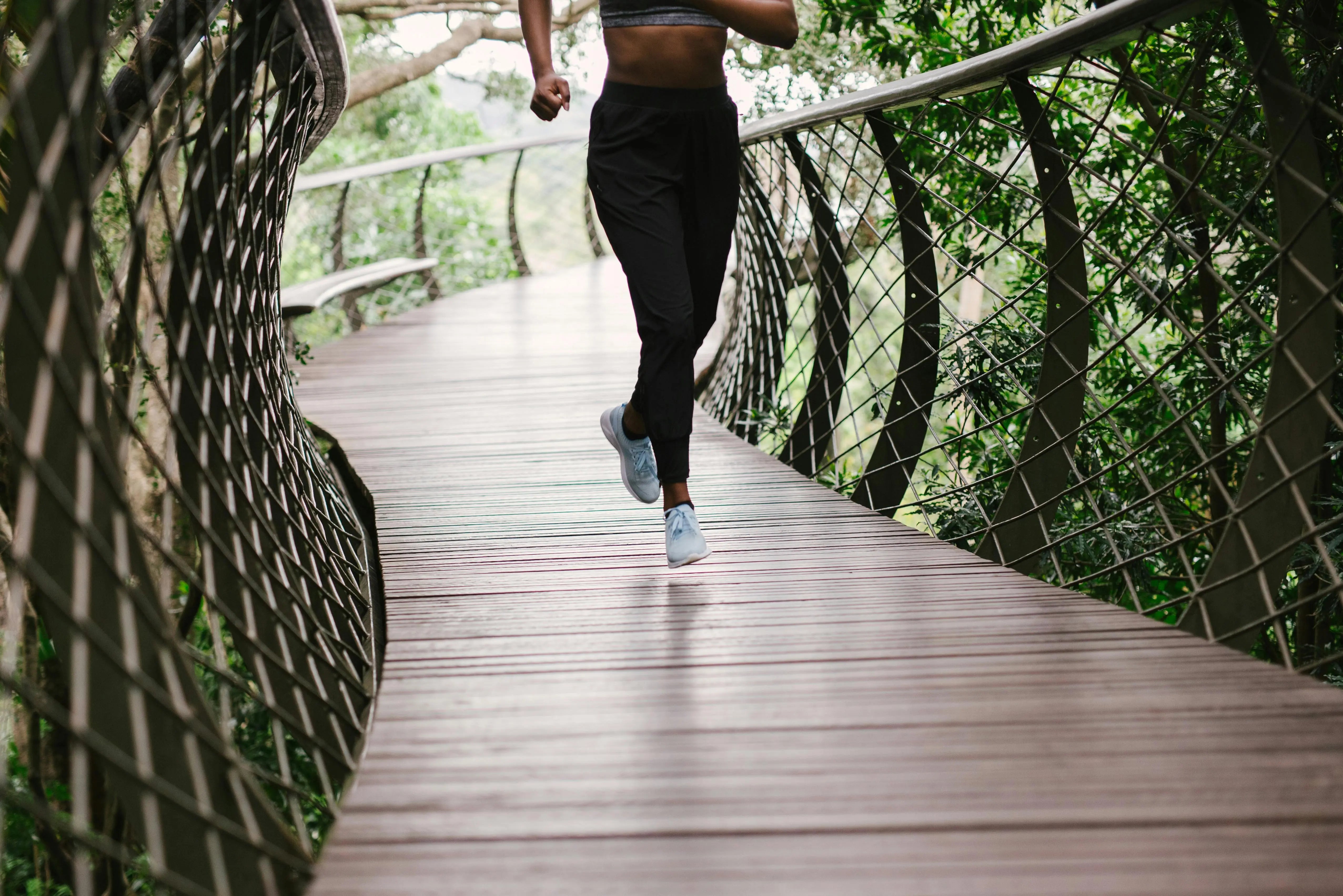 a person running through the woods