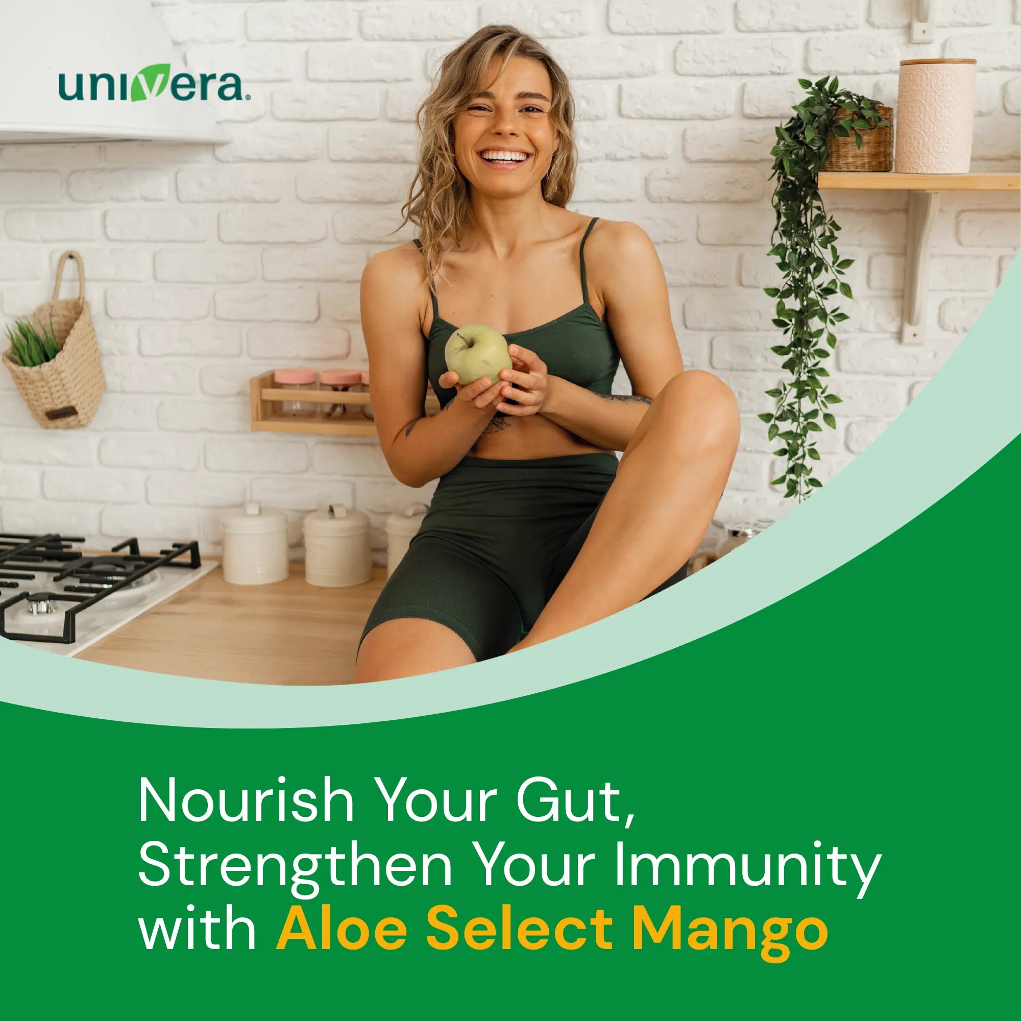 a person looking healthy and happy with slogan