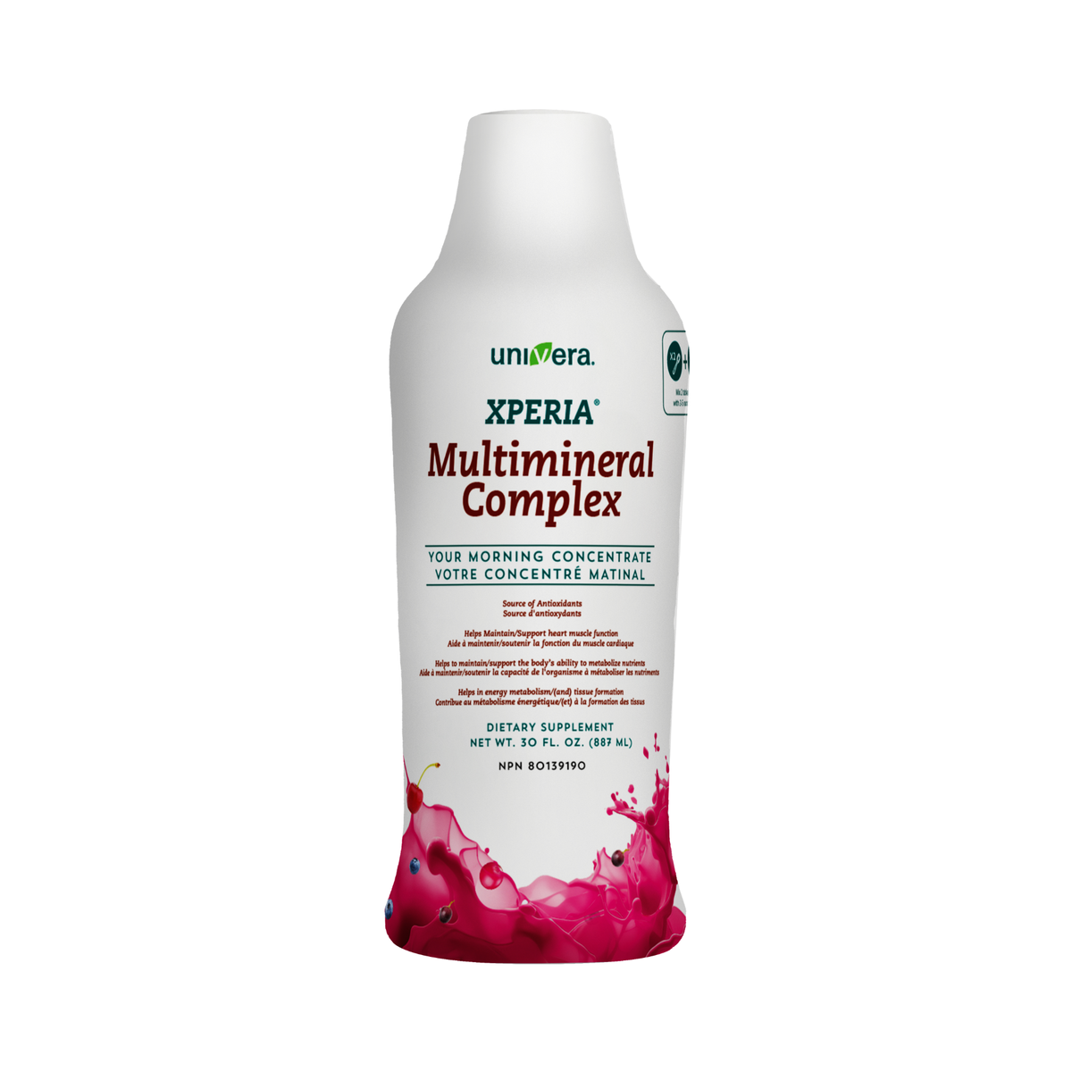 UniVera Xperia Multimineral Complex dietary supplement bottle on a white background